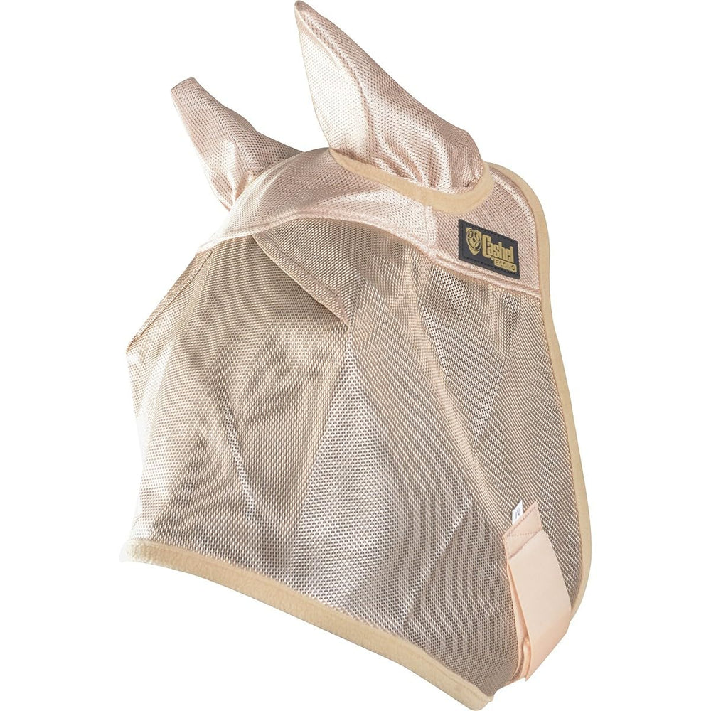 Cashel máscara moscas para caballo con orejas doradas, protección suave y cómoda.