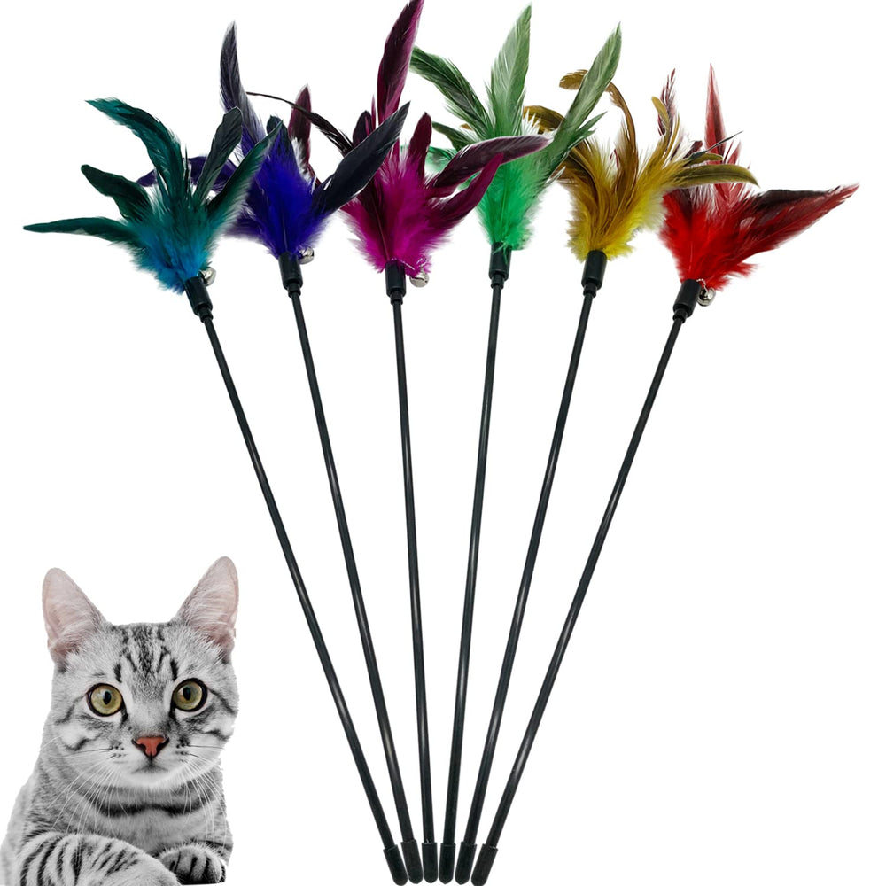 CATENESS varita de gato con plumas para juego activo.