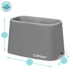 CatGuru soporte recogedor de arena para gatos, vista lateral, organización alrededor de la caja.