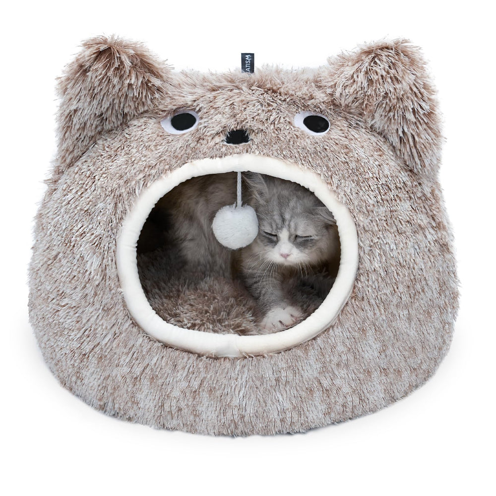 CATISM Cama de gato cueva de felpa para interiores y privacidad.