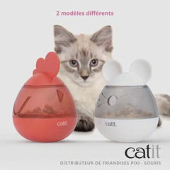 Catit PIXI dispensador, diseño gallo, fomenta juego interactivo y ejercicio.