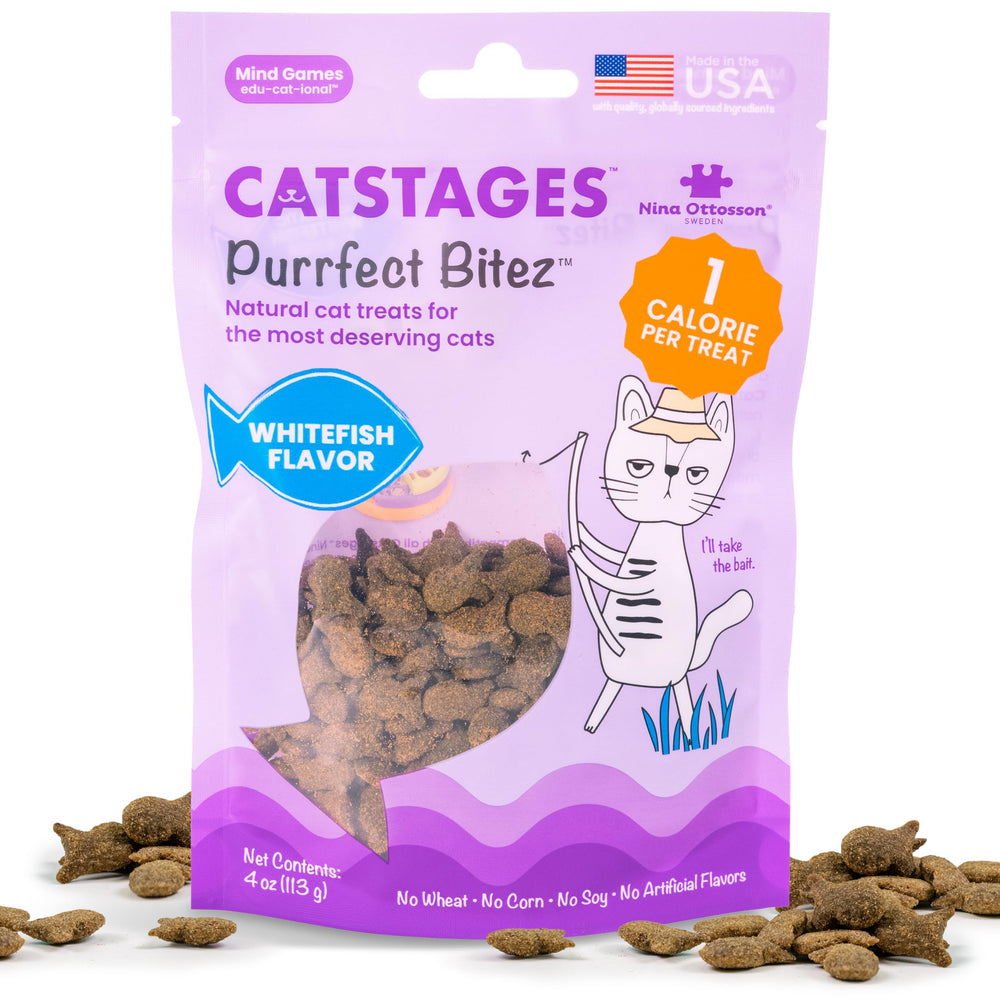 Catstages Purrfect Bitez: bocado crujiente de pescado para estimular la masticación