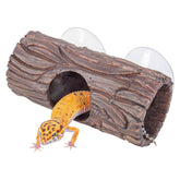 CAVACHEW escondite tronco resina: refugio seguro para reptiles en terrario con ventosas