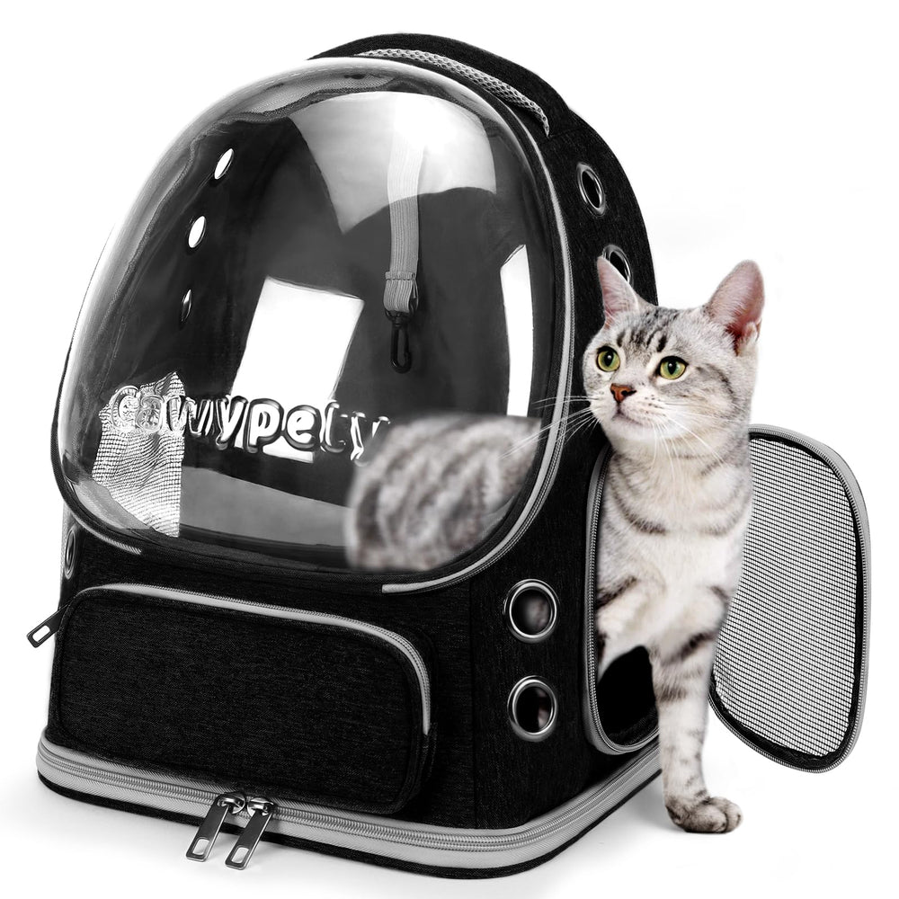 La mochila Cawypety para gatos con ventana burbuja frontal, ideal para paseos.