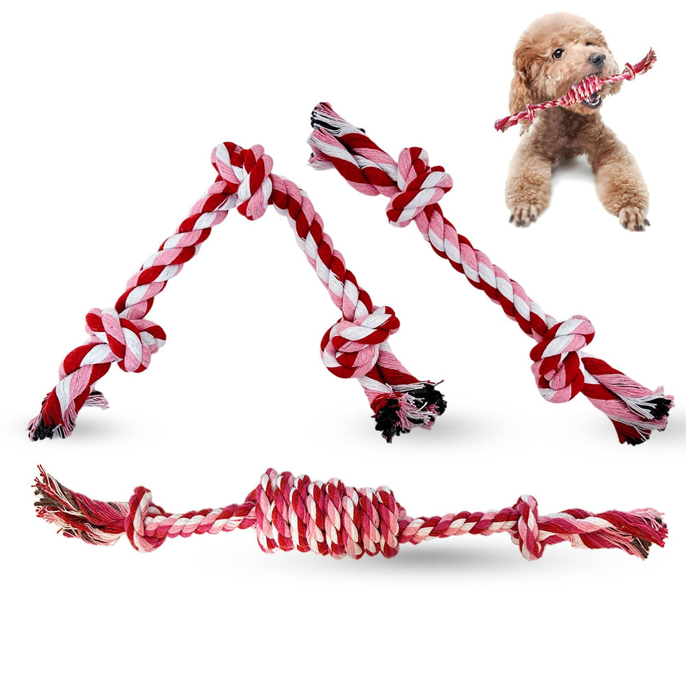 Cdyzqikm Juguete cuerda nudo rosa para cachorros, ayuda al mordisqueo suave.