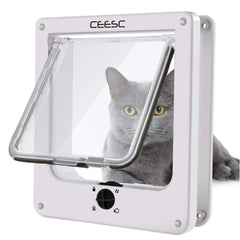 CEESC puerta-gato interior-exterior con rueda giratoria de 4 modos para control de acceso.