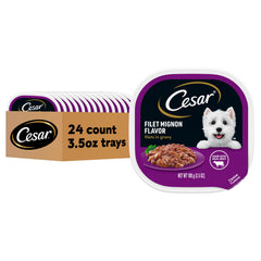 Cesar filetes en salsa con filete mignon en empaque individual, práctico para la comida diaria.