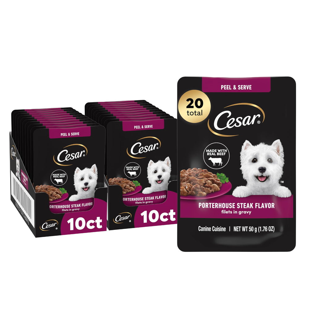 Cesar Filetes en Salsa Porterhouse, mini-sobre práctico para cada comida.