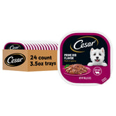 Cesar Filetes en Salsa Prime Rib en lata, sabor jugoso para perros adultos.