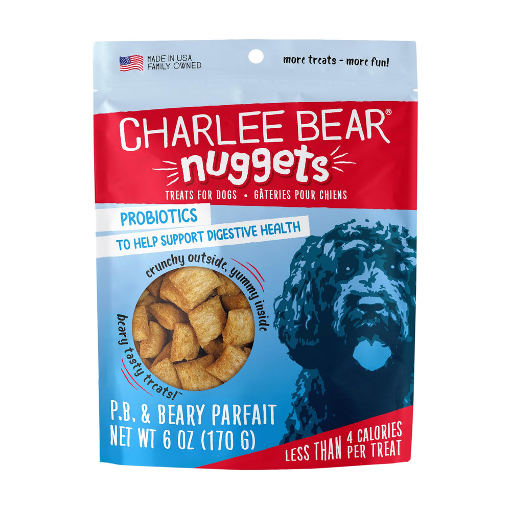 Charlee Bear Nuggets crujientes y suaves para perros, experiencia de sabor.