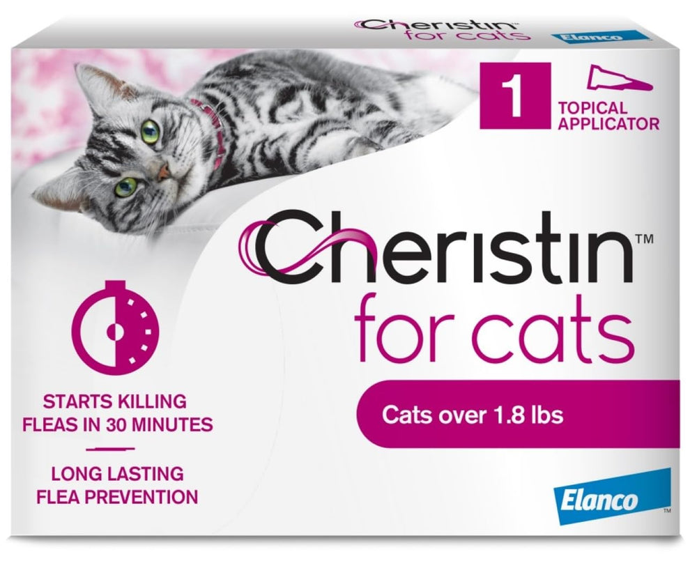 Cheristin en aplicador listo para uso sobre la nuca del gato, dosis rápida.