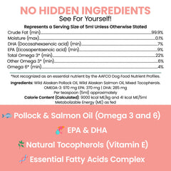 Etiqueta clara de Chew + Heal Labs Aceite de salmón para perros
