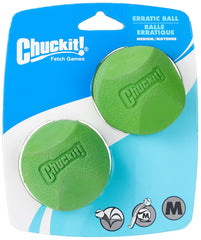 Chuckit! Errática Pelota 2,5 pulgadas en pack de dos para juego interior y exterior.