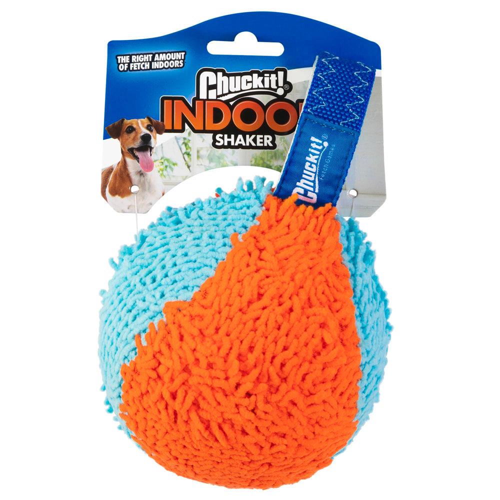 Chuckit! Indoor Fetch Shaker frente, ideal para juego interior sin dañar el suelo.