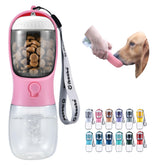 Bouteille pour chien Cibaabo avec compartiment nourriture, pratique pour les sorties.