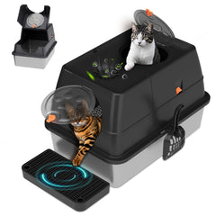 Citylife: caja de arena de acero inoxidable con entrada frontal y control de olores.