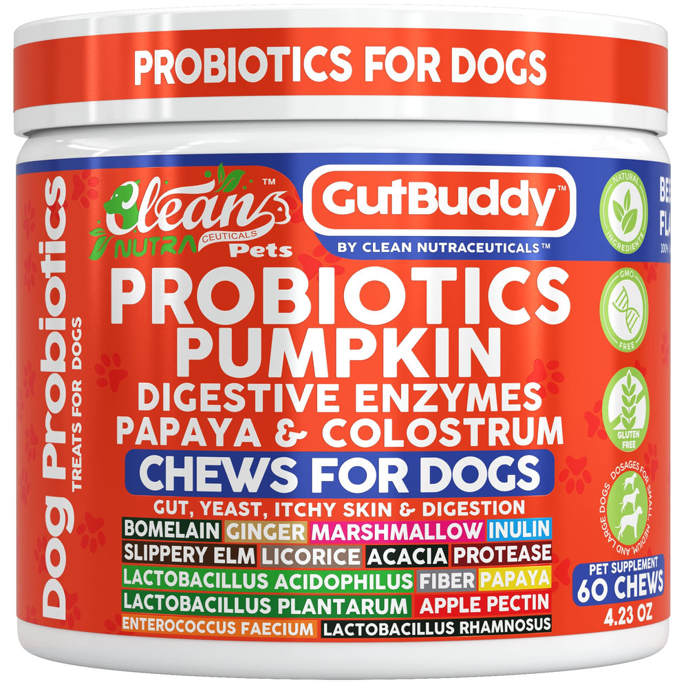 Clean Nutraceuticals probióticos para perros con calabaza en polvo, apoyo digestivo