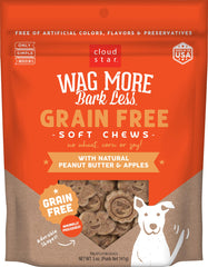 Cloud Star Wag More Bark Less, galletas suaves de mantequilla de maní y manzana para perros.