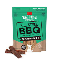 Cloud Star Wag More Bark Less: tiras de pollo KC BBQ para perros.