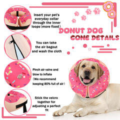 Cneo collar inflable donut, desinflado para facilitar almacenamiento.