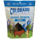 Colorado Naturals tira jerky para perro, ideal como premio diario.