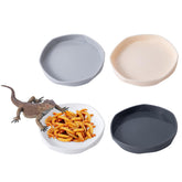 COMSUN plato-alimento-reptil-pequeno blanco gris, práctico para comidas diarias.