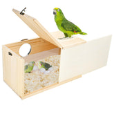 Nido de CooShou para periquitos con madera natural y vista clara para observar cría