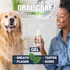 CORE Pet Botella 4oz, gel de menta para uso diario sin cepillar