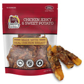 Country Kitchen pollo y batata jerky tenders en empaque, ideal para premiar con moderación.