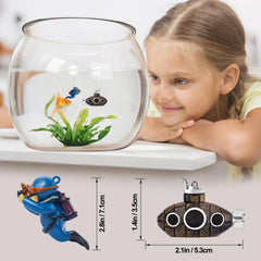 CousDUoBe Submarino retro diorama, mejora la estética y el ambiente del acuario.