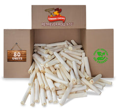 Rollo Cowdog Chews de 9-10 pulgadas, ideal para masticar y entretener al perro.