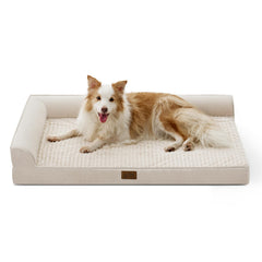 COZY KISS cama ortopédica para perro XL 44x32 beige, soporte cómodo para articulaciones.