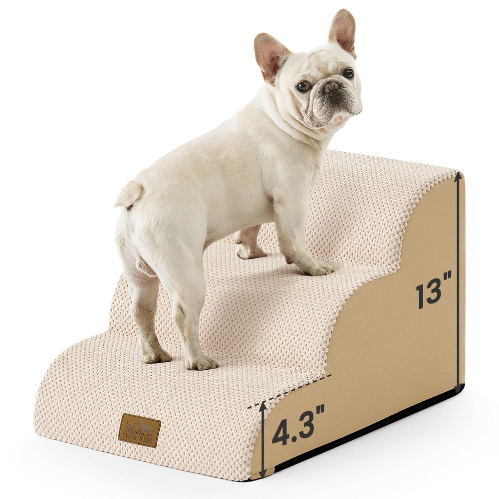 COZY KISS escaleras para perros pequeños, tres escalones, subida suave y segura.