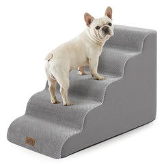 COZY KISS: escaleras curvas para perro pequeño, cinco escalones junto a la cama para subir con seguridad