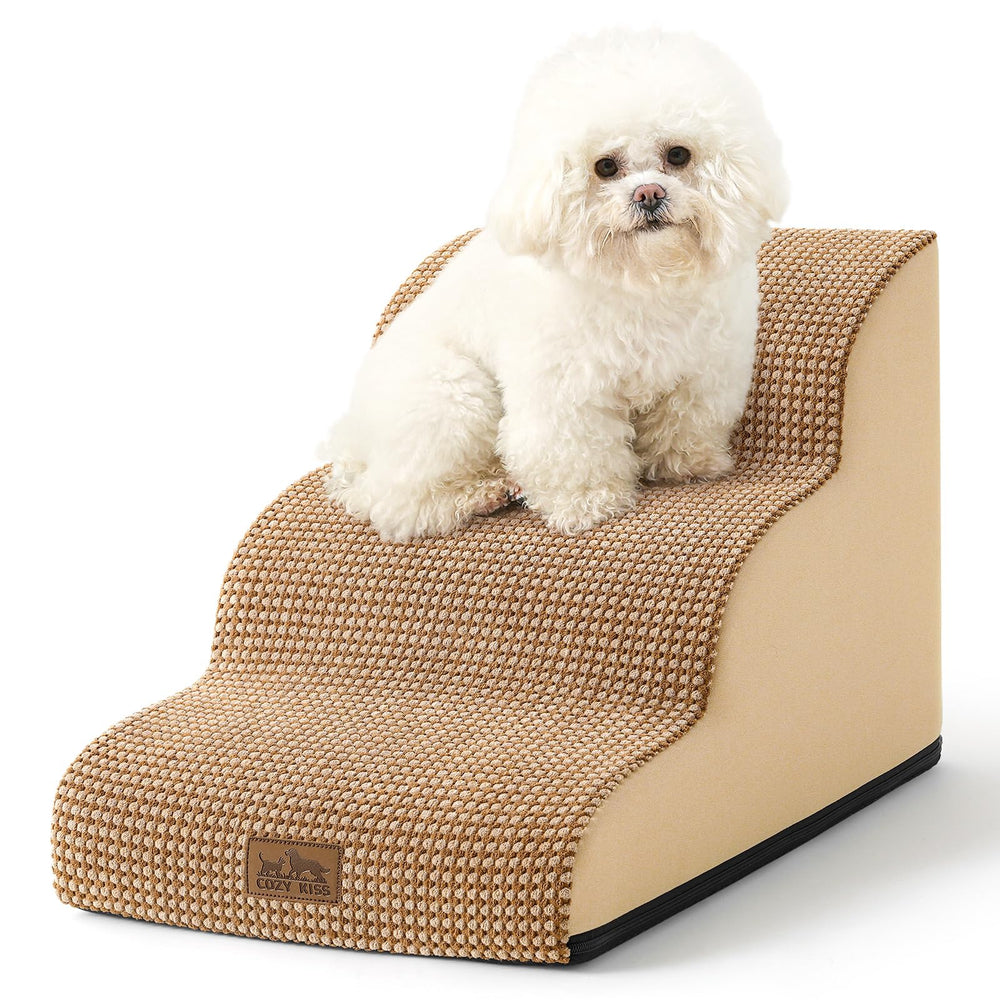 COZY KISS escalera para perros pequeños con diseño curvo para subir con facilidad.