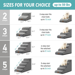 COZY KISS escaleras para perros pequeños con curva y peldaños, apoyo seguro para subir.