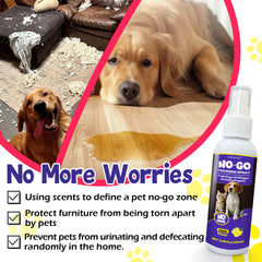 Perro usando área designada para orinar con spray Creimpdoty.