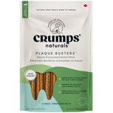 Crumps’ Naturals golosinas dentales bacon para perros, crujientes y útiles para la higiene bucal.