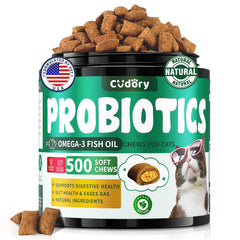 Cudory Cat Probiotics, doble textura crujiente y cremosa para la digestión