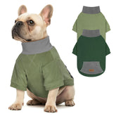 Suéter de perro Cyeollo verde con cuello alto, cómodo para uso diario.