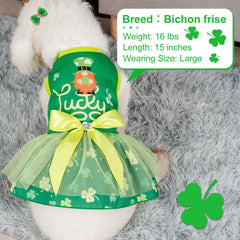 Cyeollo vestido verde para perro pequeño en día San Patricio