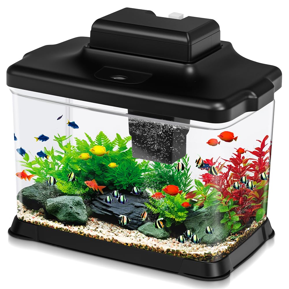 DaToo tanque de 1.6 galones con plástico Ultra HD para visión nítida de los peces
