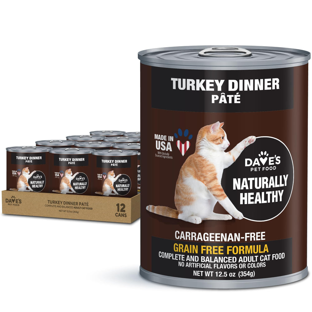 Dave's Pet Food gato sin grano con pavo en lata, opción nutritiva.