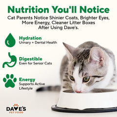 Dave's Pet Food enriquecido con vitaminas y minerales para apoyo nutricional diario.
