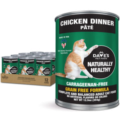 Dave's Pet Food Pate de pollo en lata, sabor y nutrición para gatos.