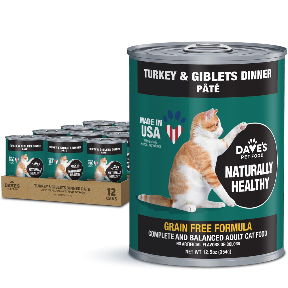 Dave's Pet Food Paté de pavo y giblets, lata, opción sabrosa para hidratación diaria.