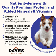 Dave's Pet Food al servir en tazón, textura atractiva para la hora de comer