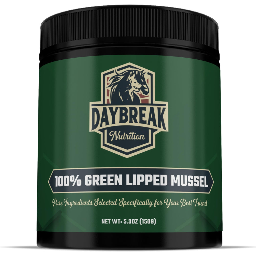 Polvo de mejillón verde Daybreak Nutrition para perros y gatos, apoyo natural para articulaciones.