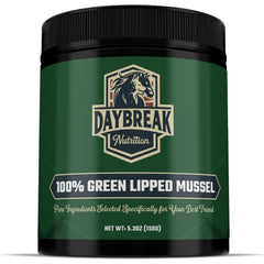 Polvo de mejillón verde Daybreak Nutrition para perros y gatos, apoyo natural para articulaciones.