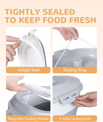 DDMOMMY contenedor con ruedas integradas para mover la comida fácilmente.
